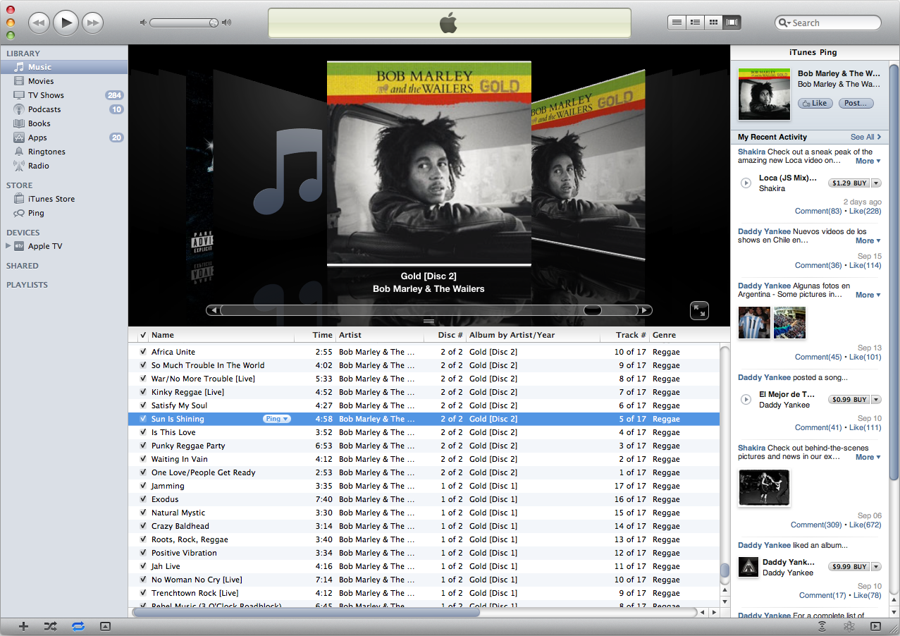 iTunes 10 Cover Flow with Ping Stream (2010)